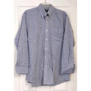 Men's Ralph Lauren 16 32/33 Slim Long Sleeve Blue Gingham Button Down Shirt